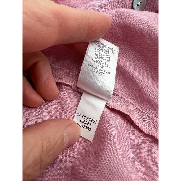 J. Jill Shirt Womens Medium Love Linen Tab Sleeve Button Front Top Clean Girl - Picture 8 of 8